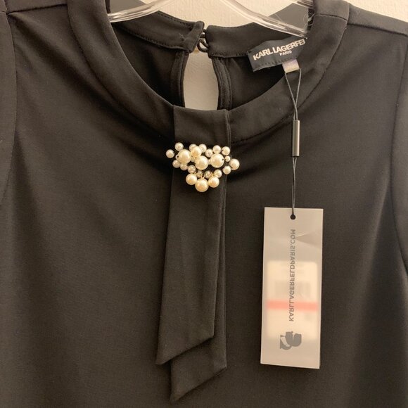 Karl Lagerfeld Sleeveless Blouse with Pearl Detailing - NWT - Picture 1 of 6
